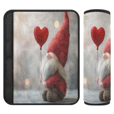 Imagem de Burbuja Capa de cinto de segurança de carro Valentine Gnome almofadas macias confortáveis protetor de cinto de segurança de carro para alça de ombro de assento de carro, 1 par médio