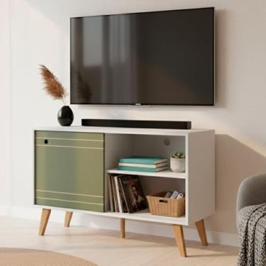 Imagem de Buffet Turin Aparador e Rack Multiuso Decorativo e Organizador (Tampo off Porta Verde Oliva)