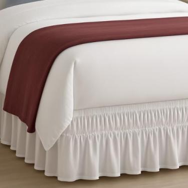 Imagem de Saia para Cama Box Queen Com Detalhe Babado Ajustável - Solteiro, Viúva, Casal Padrão, Fácil Colocação com Elástico Duplo para Perfeita Fixação - Branco