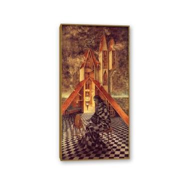 Imagem de Remedios Varo Pintura em tela Alchemy or the Useless Science Poster Remedios Varo Home Decor Surrealism Wall Art Picture for Living Room Bathroom Wall Decor 100 x 50 cm (40 x 20 polegadas) Moldura