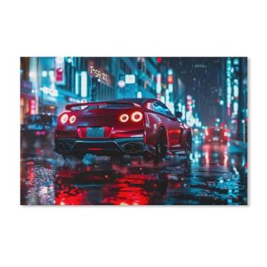 Imagem de HouLaiZhe Chuva Noite Japonesa Esportes R35 Jdm Cartazes de Carro Tela Estética Decoração de Quarto Pintura de Parede Impressões Sala de Galeria Decoração de Parede para Quarto Sala de Estar