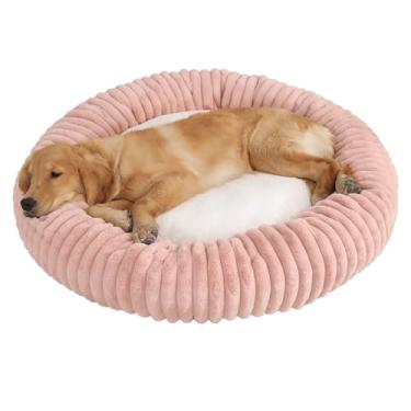 Imagem de Cama para cachorro em forma de rosca, cama redonda grande e fofa para gatos, cama ortopédica para cachorros, lavável, fundo antiderrapante, cama confortável e anti-ansiedade(Pink,15x5.9")