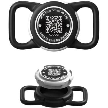 Imagem de Suporte de coleira de cachorro Airtag para Apple Air, capa de silicone à prova d'água QR Code (preto)