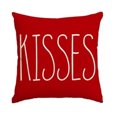 Imagem de Conjunto de capa de almofada de 1 peça (45,7 x 45,7 cm), tecido creme vermelho macio e durável – decoração de quarto de sala de estar para o dia dos namorados, lavável na máquina e detalhes