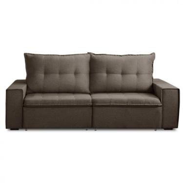 Imagem de Sofá Retrátil Reclinável Valentino 2,10m Linho Star Confort Tabaco