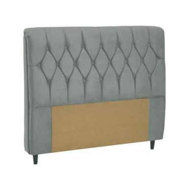Imagem de Cabeceira Cama Box Casal Queen Size 160cm Eloá Estofada Suede Veludo Premium Cinza