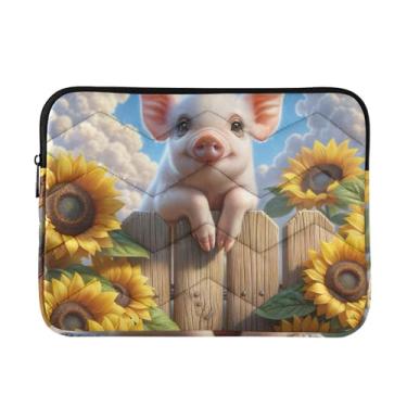 Imagem de Capa acolchoada para laptop, girassóis, porco, à prova de choque, capa protetora para notebook de 13 polegadas