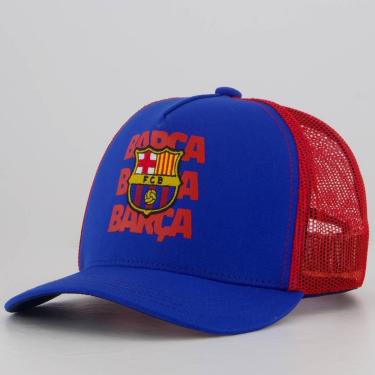 Imagem de Boné Barcelona Trucker Infantil Azul e Vermelho-Unissex