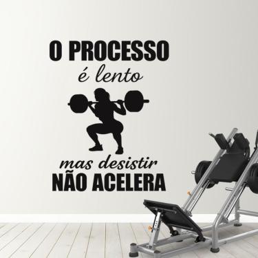 Imagem de Adesivo Parede Motivacional Processo Lento Academia 75x95cm Cor Preto