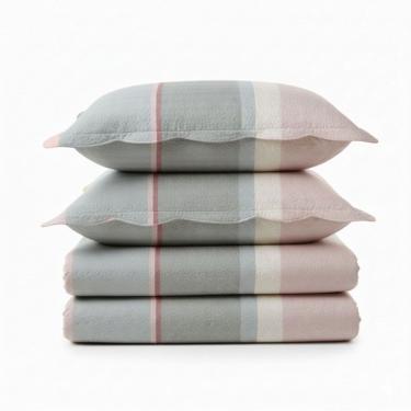 Imagem de Kit Cobre Leito Colcha Magnus Queen 3 Peças Dupla Face Estampado Geométrico - Rose Calm - 100% Poliéster