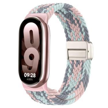 Imagem de Issinlky Pulseira trançada de nylon compatível com Xiao Mi Band 8/9/10, tira elástica para mulheres e homens