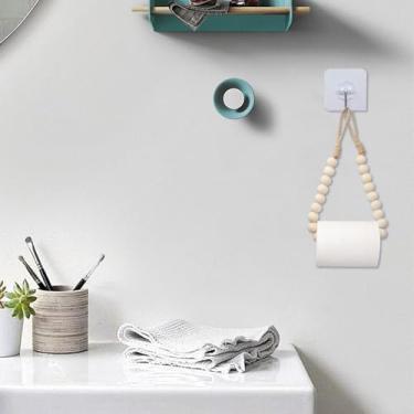 Imagem de 1 peça suporte de papel higiênico com contas, suporte de rolo de papel higiênico, cabide de toalha funcional com espaço de armazenamento, decoração elegante para banheiro e quarto