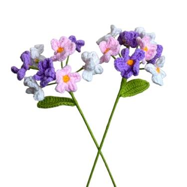 Imagem de Miosótis de crochê, 2 peças de buquê de flores feito à mão, presente feito à mão para esposa, namorada, namorada, amiga, mãe, professora, dia dos namorados, aniversário, dia das mães, decoração de