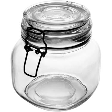 Imagem de Pote Hermético de Vidro com Silicone, Clipe Metal Vintage Preto, 850ml, Organização Alimentos