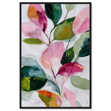 Imagem de Impressão em tela Vibrant Leaves I Pink Palm Wall Art por Art Remedy, moldura preta, 50 x 76 cm