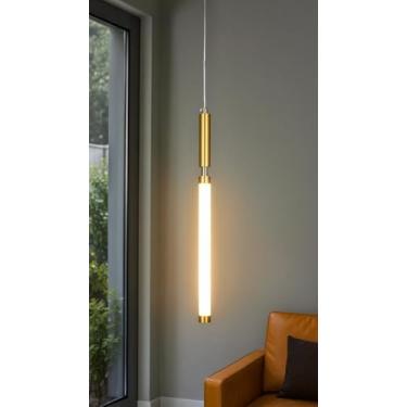 Imagem de Pendente Moderno Tubo Dourado 44cm Led 10W 3200K Bivolt 16202-PL
