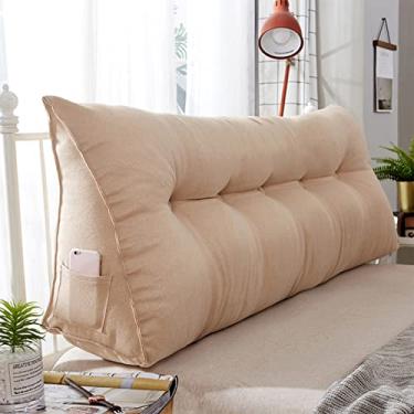 Imagem de Cabeceira triangular grande reforçada, suporte de posicionamento do encosto, descanso de cama, almofadas de leitura, cabeceira, almofadas de cunha para sofá de quarto, tatami, com capa removível