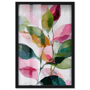 Imagem de Artistic Arbor II Shadowbox Print Pink Palm Wall Art por Art Remedy, moldura preta, 53 x 78 cm