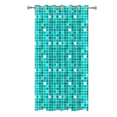 Imagem de Cortina Box PVC Impermeável com Padrão de Pastilhas Verde, Antimofo, Fácil Limpeza, 138 x 198 cm, com Ilhós Metálico