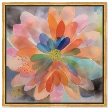 Imagem de Arte de parede com estampa de flor Prismatic Dahlia I da Art Remedy, moldura dourada, 76 x 76 cm