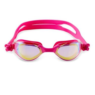 Imagem de Clear'r Mako Óculos de natação para adultos – Óculos de natação com revestimento antiembaçamento, proteção UV, óculos de natação confortáveis de uma peça macia para natação, rosa/roxo