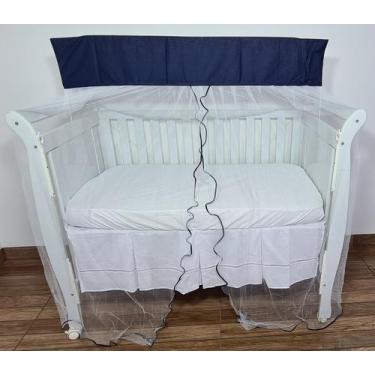Imagem de Mosquiteiro Com Bandô Cortinado Para Berço Tulle Azul Marinho - POLYBA