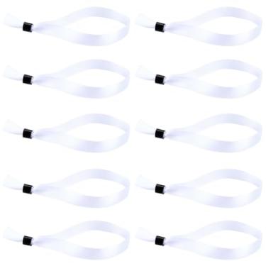 Imagem de CREATCABIN 100 pulseiras de tecido para eventos, pulseira branca de identificação, ajustável, de tecido de poliéster, pulseiras para concertos, festivais, clubes, entrada, festa, admissão, segurança