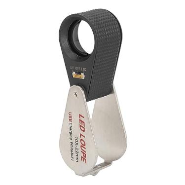 Imagem de Cryfokt Lupa de Bolso Dobrável Recarregável para Joias 10X Com Luzes LED para Moedas, Impressão, Eletrônicos Em Liga de Zinco ABS