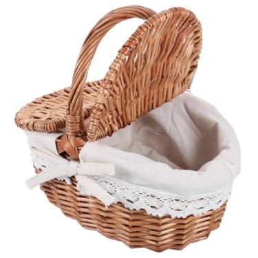 Imagem de Mipcase Cesta de armazenamento de tecido com tampa, cesta de alimentos prática multifuncional para piqueniques, organização de frutas, lanches e artigos diversos, design resistente para decoração de