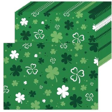 Imagem de HSDSH Pacote com 50 jogos americanos de papel do dia de São Patrício, tapetes descartáveis trevo da sorte, trevo da sorte, trevo verde, irlandês, para decoração de jantar na primavera, irlandês