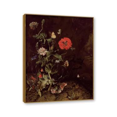 Imagem de NHLDZYH Moldura de teca. Arte de parede em tela de especiarias coloridas e colher de tempero | Decoração de cozinha vintage | Arte moderna para casa e sala de jantar. B106. 80 x 105 cm - 31,5 x 41,3