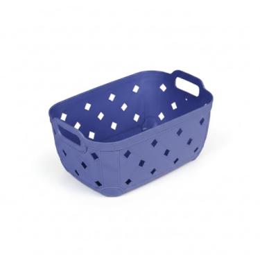 Imagem de Cesta Organizadora Plástica Multiuso com Alças – Design Vazado Resistente para Cozinha, Banheiro, Geladeira, Closet e Armários (Azul Violeta)