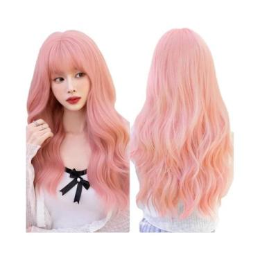 Imagem de Peruca Sintética Longa Ondulada Branca E Rosa Para Mulheres, Loiro Cla