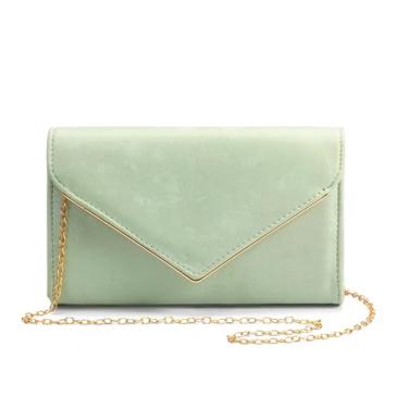 Imagem de CARIEDO Bolsa feminina com aba para noite, carteira clutch de couro sintético para casamento, formatura, festa noturna, 5801-maçã verde