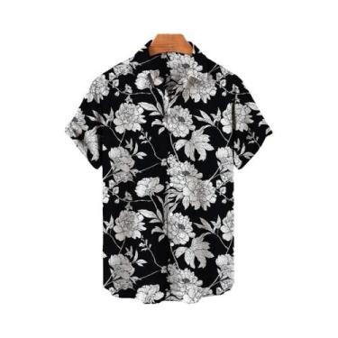 Imagem de Camisa Masculina De Manga Curta Com Estampa Floral Havaiana Moda Praia