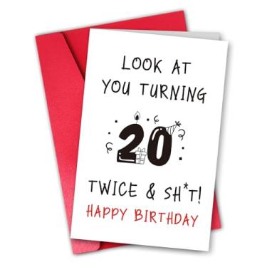 Imagem de ZYrelle Cartão engraçado de aniversário de 40 anos para homens e mulheres, presente de aniversário rude de 40 anos para amigo irmão irmã, cartão de duas vezes vinte anos