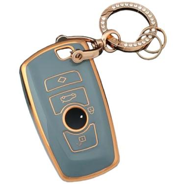 Imagem de Capa tpu para chave de carro compatível com bmw 1 3 5 7 séries x1 x3 x4 x5 f10 f15 f16 f20 f30 f18 f25 m3 m4 e34 acessórios protetores de chave fob(Grey Set 1)