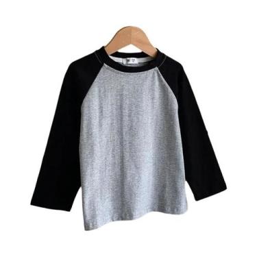 Imagem de Camiseta De Algodão Listrada De Manga Longa Para Crianças Meninos E Me