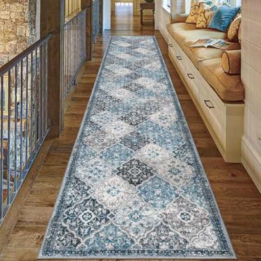 Imagem de KILOCOCO Tapete de corredor de 6 x 40 cm, tapete marroquino lavável para corredor de entrada, tapete de corredor de cozinha de lã sintética com estampa de destaque, antiderrapante, tapete boho para