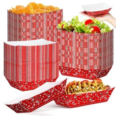 Imagem de Gejoy 120 peças de pratos de festa ocidental, 450 g, caubói, bandana, papel, bandejas, alimentos, decorações de festa, grandes, bandejas de servir descartáveis para festas temáticas de rodeio homies