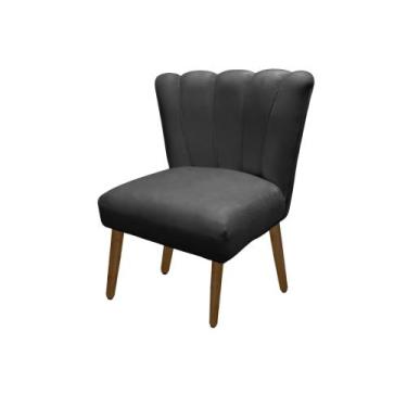 Imagem de Cadeira Pétala Flor Para Sala De Estar Penteadeira Salão Suede Cinza E