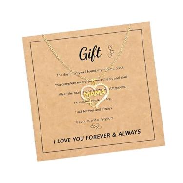 Imagem de BXDA Colar de presente para novas mães, pingente de coração para mulheres, colar ajustável com strass de zircônia cúbica para Dia dos Namorados, Dia das Mães, Natal, aniversário, formatura, acessórios