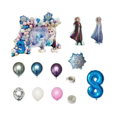 Imagem de Conjunto De Balões Frozen Elsa Rainha Da Neve 92 Peças Decoração Para 