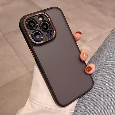 Imagem de SKXMOD Capa de telefone fosca translúcida para iPhone 14 Pro Max 13 12 Pro Max proteção de câmera de metal Funda capa de amortecedor de acrílico (cor: preto, tamanho: para iPhone 12)