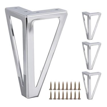 Imagem de AHANDMAKER Pernas de móveis de metal sólido de 15 cm, pés de substituição de móveis triangulares de ferro pesados, adequado para suportes de TV, mesas de café, sofás, prateleiras, armários, conjunto
