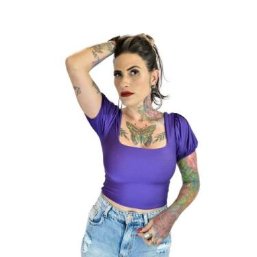 Imagem de Cropped Frente Quadrada Manga Curta Bufante Suplex Feminina - Perfect 