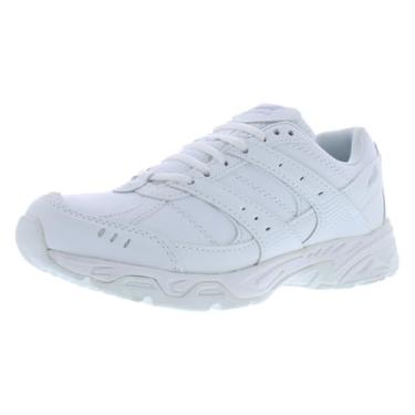 Imagem de Avia Tênis feminino Verge – Tênis feminino, quadra, cross training ou pickleball para mulheres, preto clássico ou branco de caminhada com suporte de arco, largura larga ou média, Branco brilhante