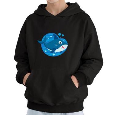 Imagem de Moletom Infantil Canguru Menino Estampa Shark Blue - Samcro, Preto, 8