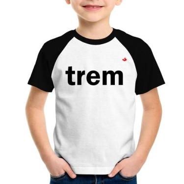 Imagem de Camiseta Raglan Infantil Trem - Foca na Moda, Branco, Preto, 2
