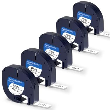 Imagem de Compatível com Dymo Letratag Refil 91201 91331 S0721660 Fita adesiva de plástico branco 12 mm x 4 m 1/5.1 cm x 13', funciona com Dymo Letra Tag LT-100H LT-100T Plus 200B QX50 XR XM 2000